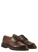 Santoni Lace Up Derby Brogue In Leather
