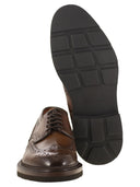 Santoni Lace Up Derby Brogue In Leather