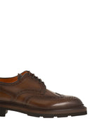 Santoni Lace Up Derby Brogue In Leather