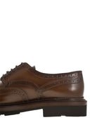 Santoni Lace Up Derby Brogue In Leather