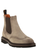 Santoni Chelsea Brogue Suede enkelschoen