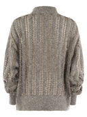 Brunello Cucinelli Wool And Mohair Cardigan With Mesh Workmanship