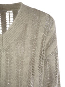 Brunello Cucinelli Scollo V M/Grigio Perla+Quarzo+Ghiaia