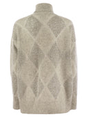 Brunello Cucinelli Dazzling Argyle Turtleneck Sweater In Wool And Mohair