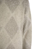 Brunello Cucinelli Dazzling Argyle Turtleneck Sweater In Wool And Mohair