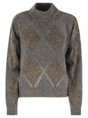 Brunello Cucinelli Dazzling Argyle Sweater In Wool And Mohair