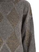 Brunello Cucinelli Dazzling Argyle Sweater In Wool And Mohair