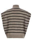 Brunello Cucinelli Dazzling Striped Net Linen Cardigan