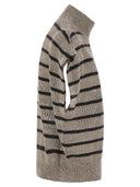 Brunello Cucinelli Dazzling Striped Net Linen Cardigan