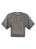 Brunello Cucinelli Maglia Dazzling Rete A Coste In Lino