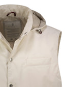 Brunello Cucinelli Water Repellent Microfiber Vest With Thermore® Padding And Detachable Hood