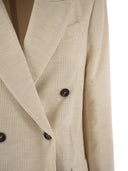 Brunello Cucinelli Viscose And Cotton Corduroy Jacket With Necklace