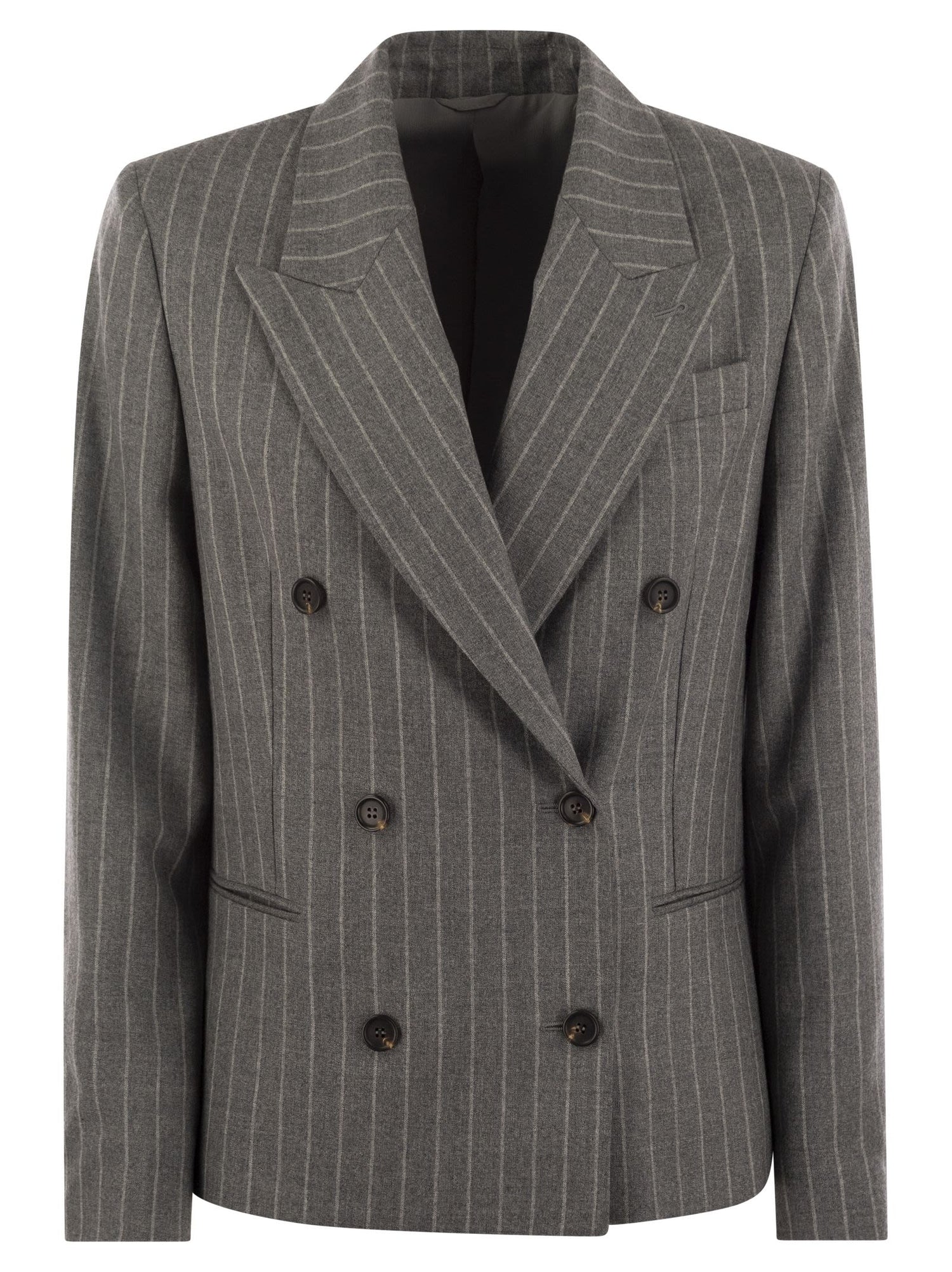 Pinstripe single-breasted virgin wool blazer