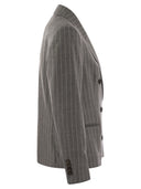 Brunello Cucinelli Virgin Wool Mouliné Pinstripe Jacket With Beadwork