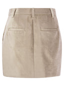 Brunello Cucinelli schlankes Baumwollviskose -Samt Mini -Sartorialrock