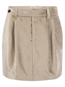 Brunello Cucinelli schlankes Baumwollviskose -Samt Mini -Sartorialrock
