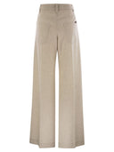 Brunello Cucinelli Wide High Waisted Wool And Cashmere Trousers With Necklace