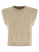 Brunello Cucinelli Dazzling Double Cable Knitted Cotton Waistcoat