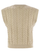 Brunello Cucinelli Dazzling Double Cable Knitted Cotton Waistcoat