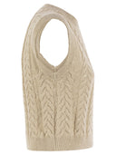 Brunello Cucinelli Dazzling Double Cable Knitted Cotton Waistcoat