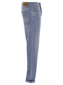 Brunello Cucinelli Five Pocket Leisure Fit Trousers In Lightweight Old Denim With Rips