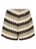 Mc2 Saint Barth Striped Crochet Lace Shorts