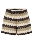 Mc2 Saint Barth Striped Crochet Lace Shorts