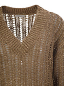 Brunello Cucinelli Silk and Linen V Neck tröja