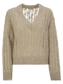 Brunello Cucinelli Silk And Linen V Neck Sweater