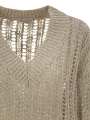 Brunello Cucinelli Silk And Linen V Neck Sweater