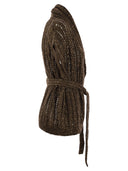 Brunello Cucinelli Dazzling Silk And Linen Perforated Rib Cardigan