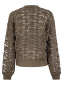 Brunello Cucinelli Foliage Lace Cardigan In Linen And Silk Diamante