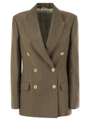 Brunello Cucinelli Fluid Viscose And Linen Twill Jacket With Shiny Cuffs