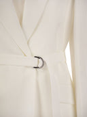 Brunello Cucinelli Fluid Viscose And Linen Twill Jacket With Belt And Necklace