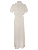 Brunello Cucinelli Fluid Viscose And Linen Twill Dress With Necklace