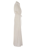 Brunello Cucinelli Fluid Viscose And Linen Twill Dress With Necklace