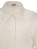 Brunello Cucinelli Fluid Viscose And Linen Twill Dress With Necklace