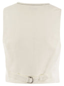 Brunello Cucinelli Viscose And Linen Chevron Waistcoat With Necklace