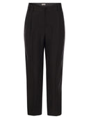 Brunello cucinelli slouchy裤子中的粘液和亚麻流体斜纹裤与moniline