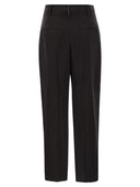 Brunello cucinelli slouchy裤子中的粘液和亚麻流体斜纹裤与moniline