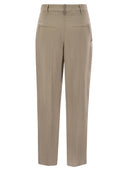 Brunello Cucinelli Slouchy Trousers In Viscose And Linen Fluid Twill With Moniline