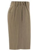 Brunello Cucinelli Gathered Waist Bermuda Shorts In Fluid Viscose Linen Twill