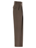 Brunello Cucinelli Sartorial Wide Trousers In Fluid Viscose And Linen Twill
