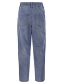 Brunello Cucinelli Lightweight Denim Baggy Trousers With Shiny Tab