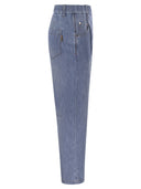 Brunello Cucinelli Lightweight Denim Baggy Trousers With Shiny Tab