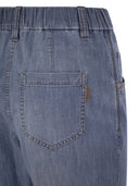 Brunello Cucinelli Lightweight Denim Baggy Trousers With Shiny Tab
