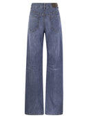Brunello Cucinelli Loose Five Pocket Trousers In Light Denim