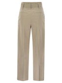 Brunello Cucinelli Cotton Linen Canvas Corset Cigarette Trousers With Jewellery