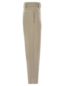 Brunello Cucinelli Cotton Linen Canvas Corset Cigarette Trousers With Jewellery