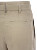 Brunello Cucinelli Cotton Linen Canvas Corset Cigarette Trousers With Jewellery